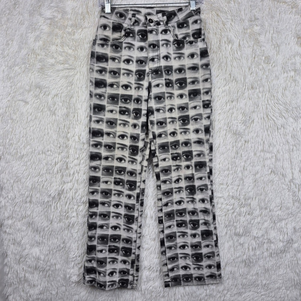 Ragged Jeans The Ragged Priest Eye Print Straight Leg Denim Pants Black White 8